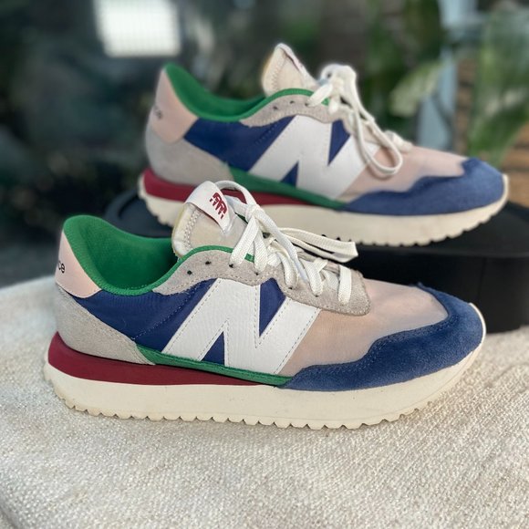 New Balance retro style 237 blue green and red suede lace-up sneakers, size 9.5 - Picture 2 of 8